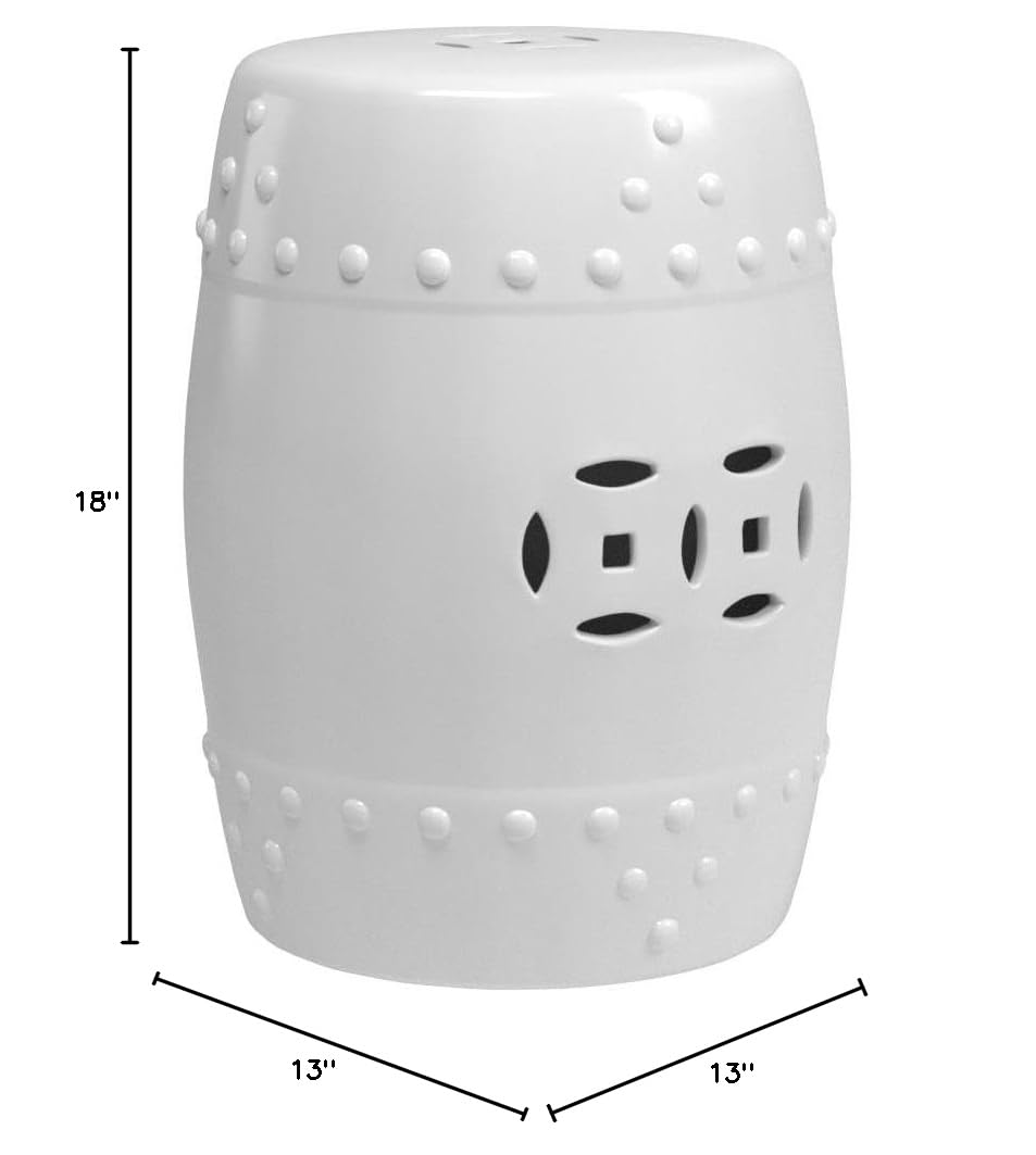 White Ceramic Garden Stool P3549