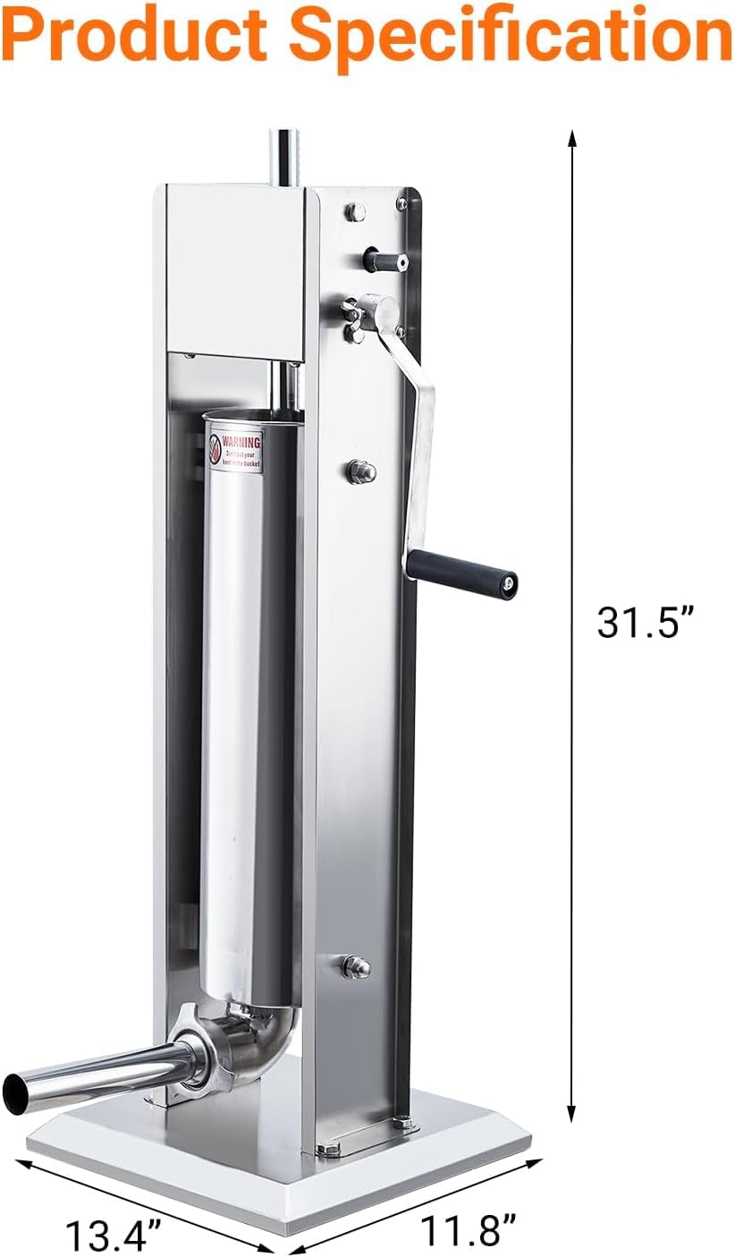 15LBS/7L Two Speed Stainless Steel Sausage Stuffer with 4 Stuffing Tubes N482491