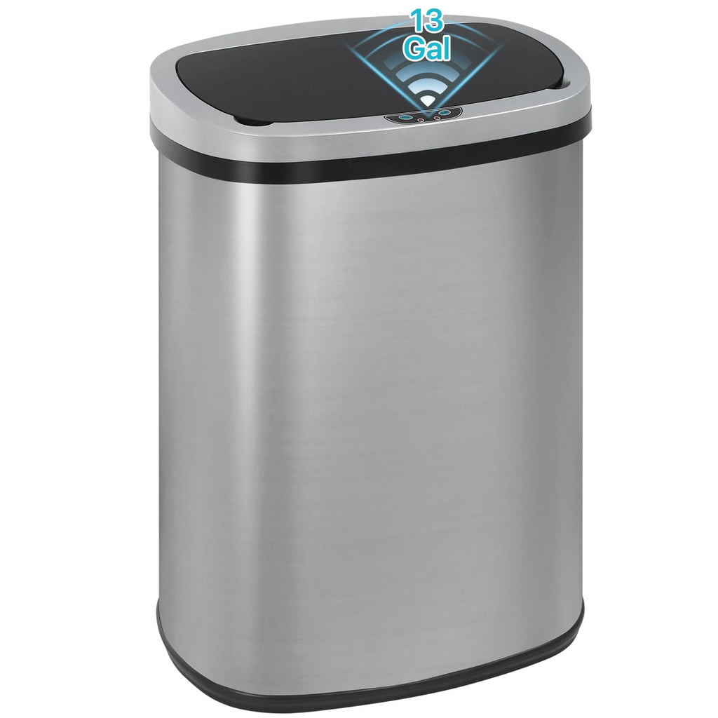 Stainless Steel 13 Gallon Touch Free Trash Can with Lid B213794