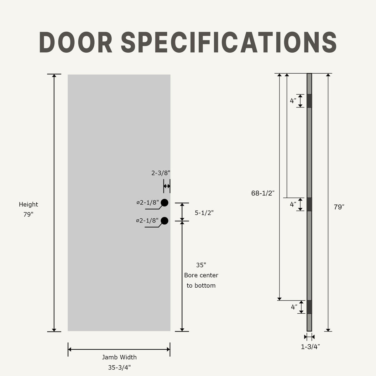 Fiberglass Entry Door 4-Lite Glass Left-Hand Inswing I924