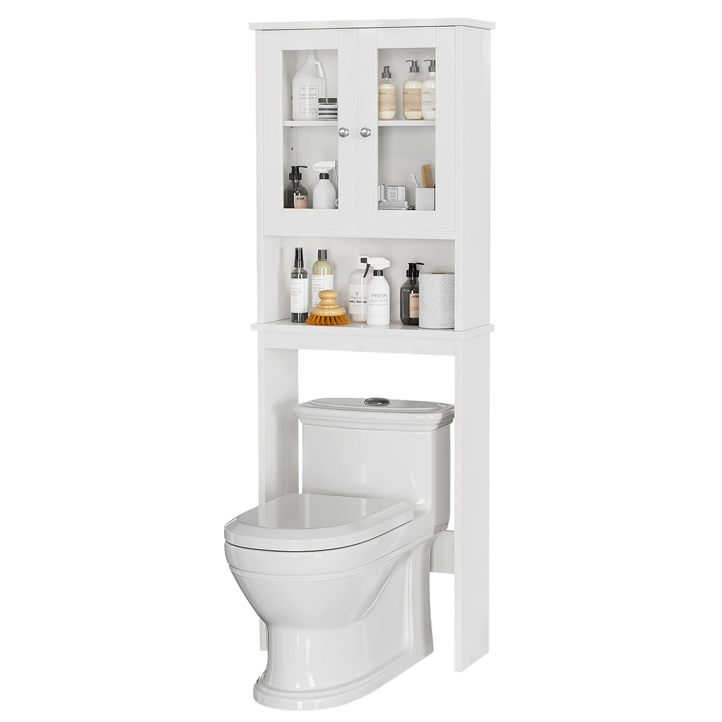 Over The Toilet Storage Cabinet with Tempered Glass Doors E972854