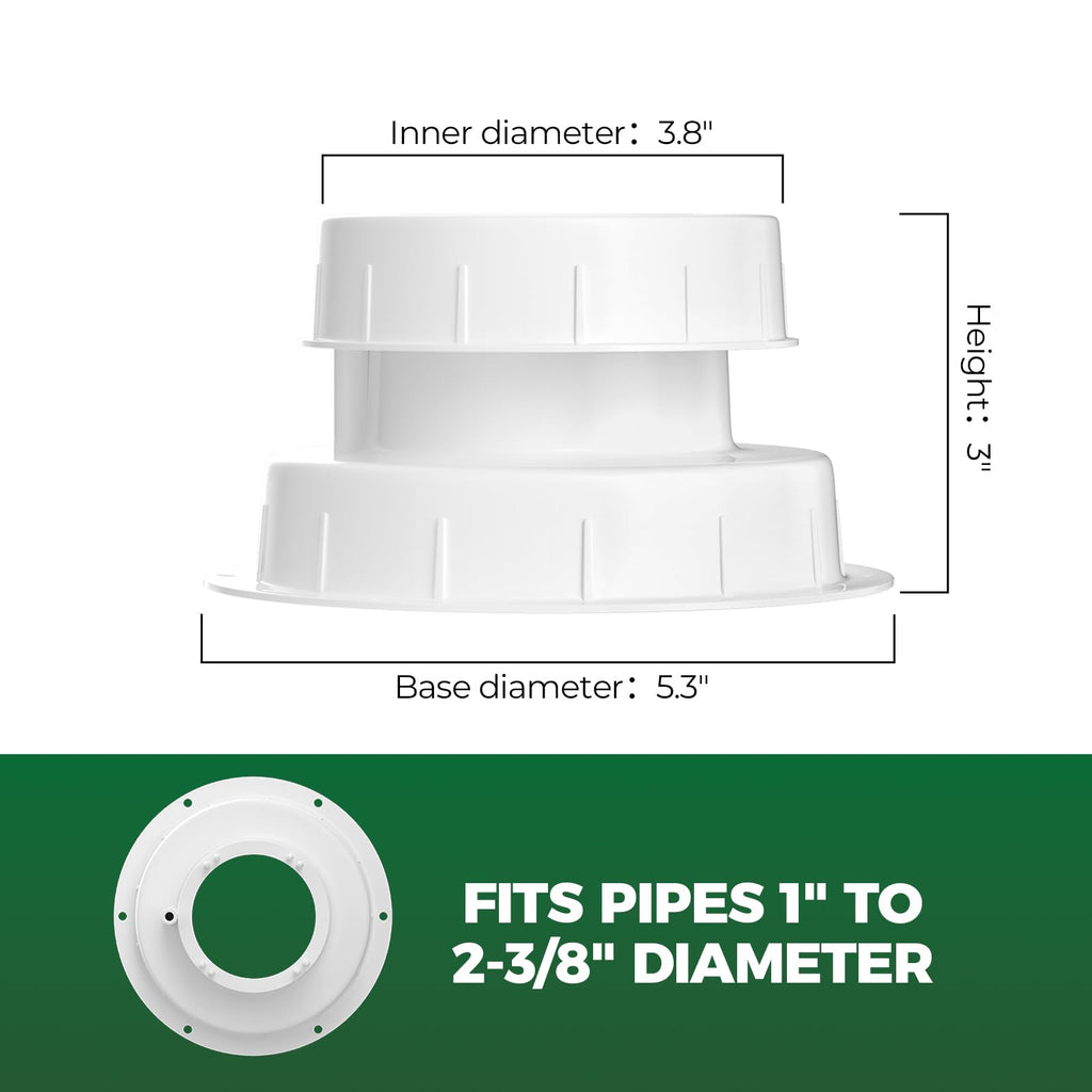 White RV Vent Cap for 1 to 2 3/8" Pipe X8949
