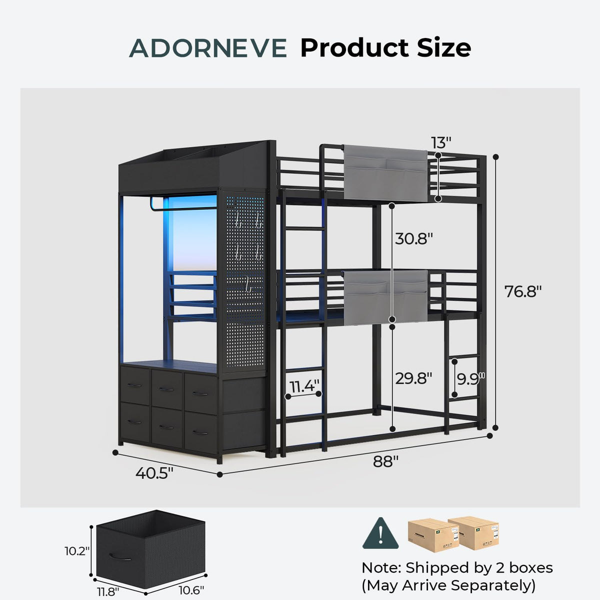 Triple Bunk Bed with 6 Storage Drawers O8135