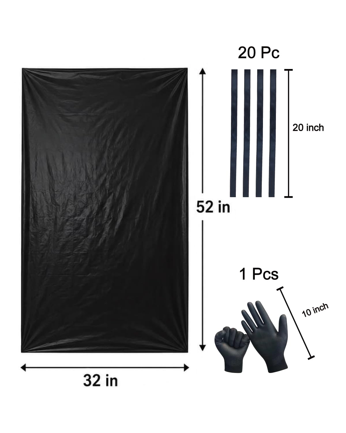 6 Mil Heavy Duty Contractor Trash Bags, 50/55/60 Gallon, Black, 20 Pack M86994