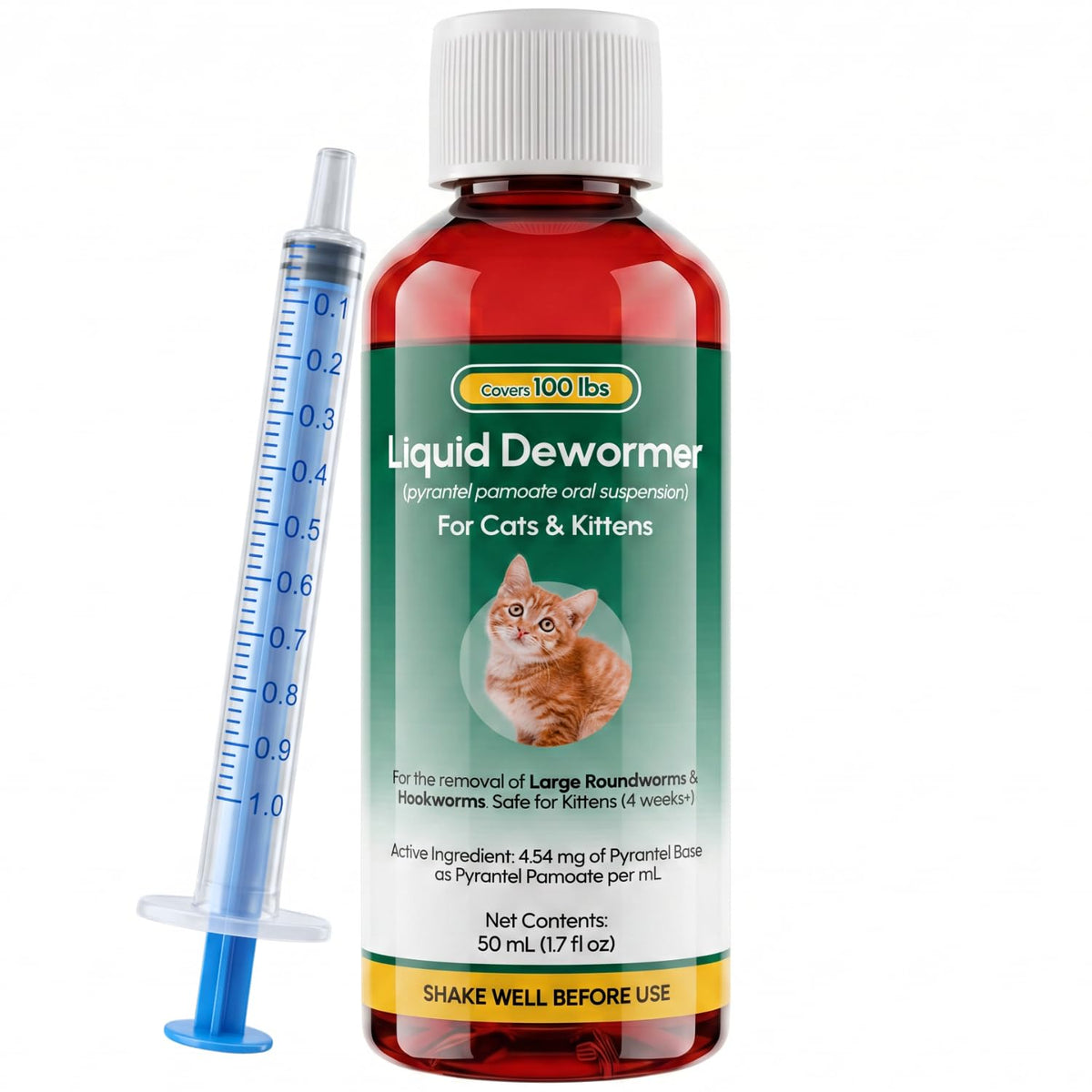 Pyrantel Pamoate Dewormer for Cats & Kittens 50ml N76975