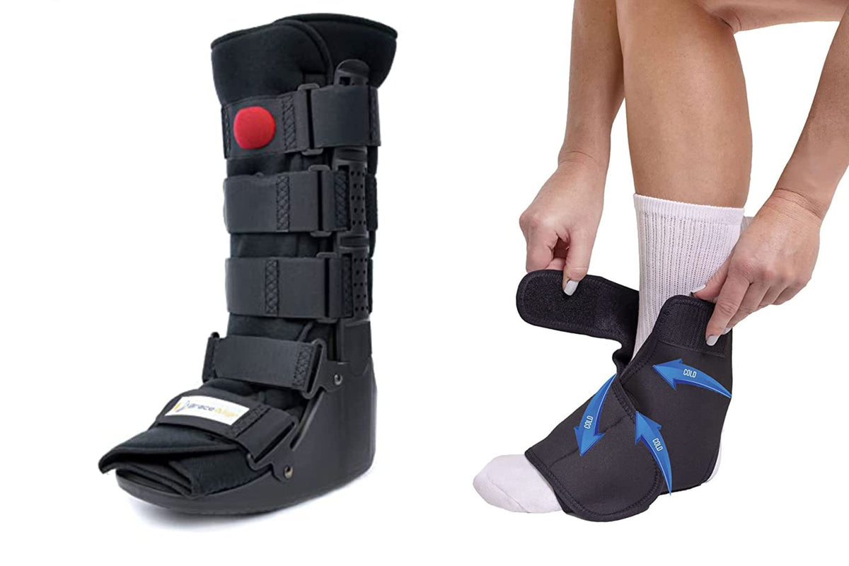 Tall CAM Walker Boot with Ankle and Foot Ice Pack Cold Wrap O253719
