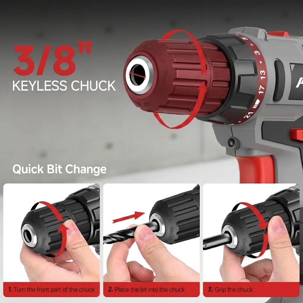 Cordless Drill Set 20V with Battery And Charger 59pcs Bits Kit U400