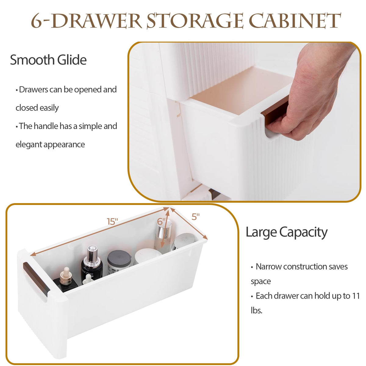 3 Drawer Narrow Rolling Storage Cart with 4 Wheels U460380