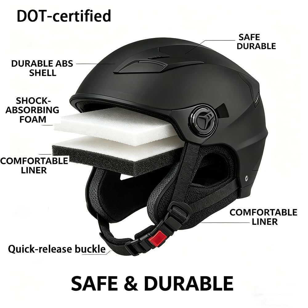 3/4 Open Face Motorcycle Helmet with Double Visor R69325