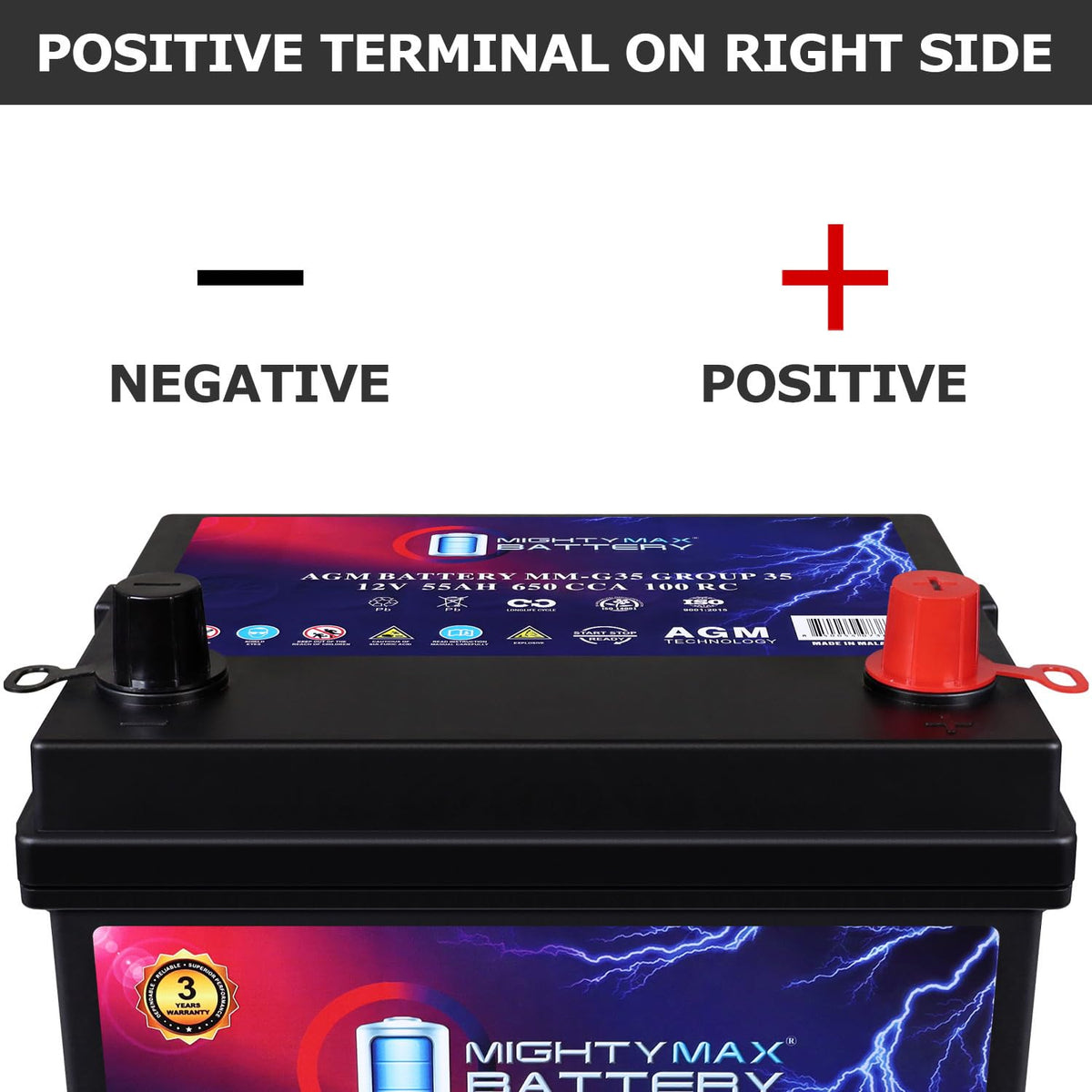 12V 55Ah AGM Replacement Battery N3361