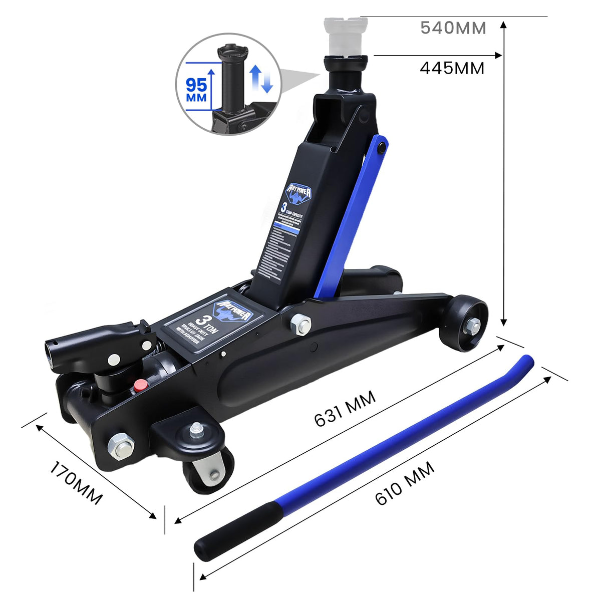 3 Ton Floor Jack with Wheels U6816