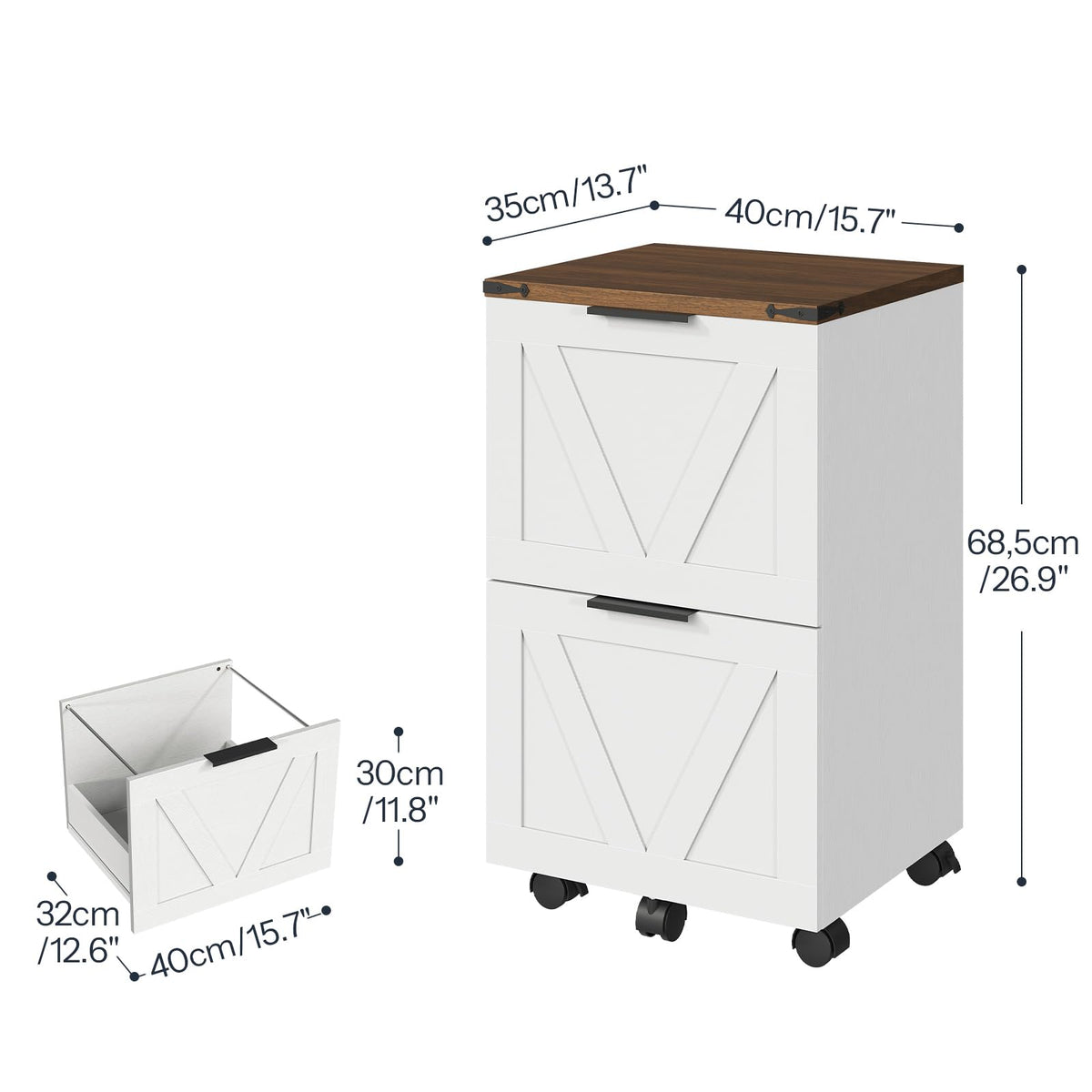 2 Drawers Rolling File Cabinet J4633