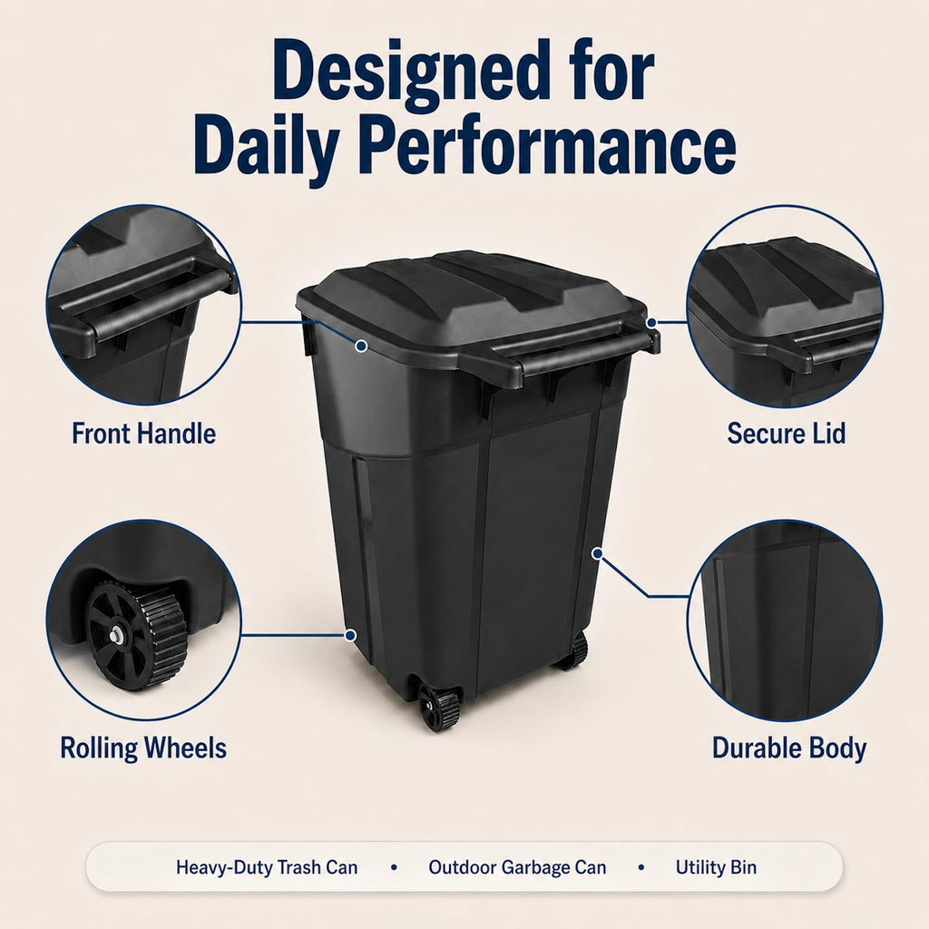 45 Gallon Wheeled Outdoor Trash Can with Lid P32201