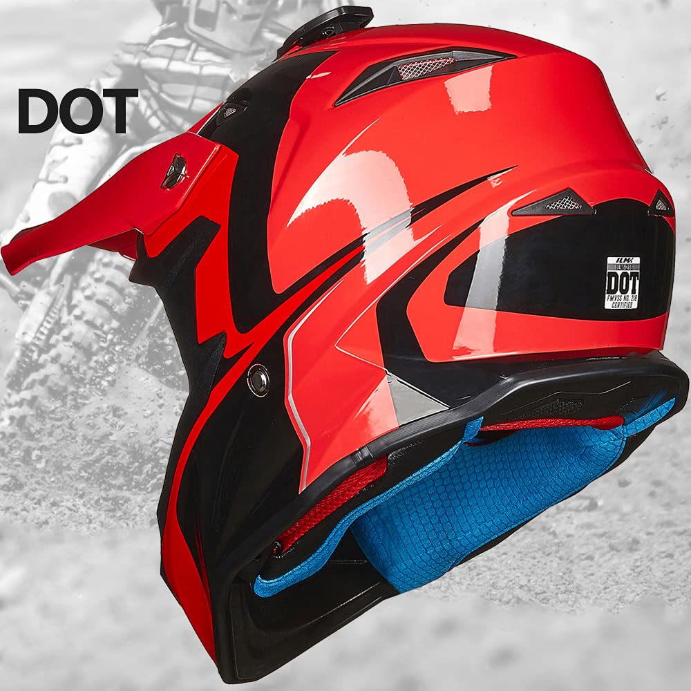Adult Dirt Bike Helmets ATV Motocross Helmet with Camera Mount DOT Red Black M I322110