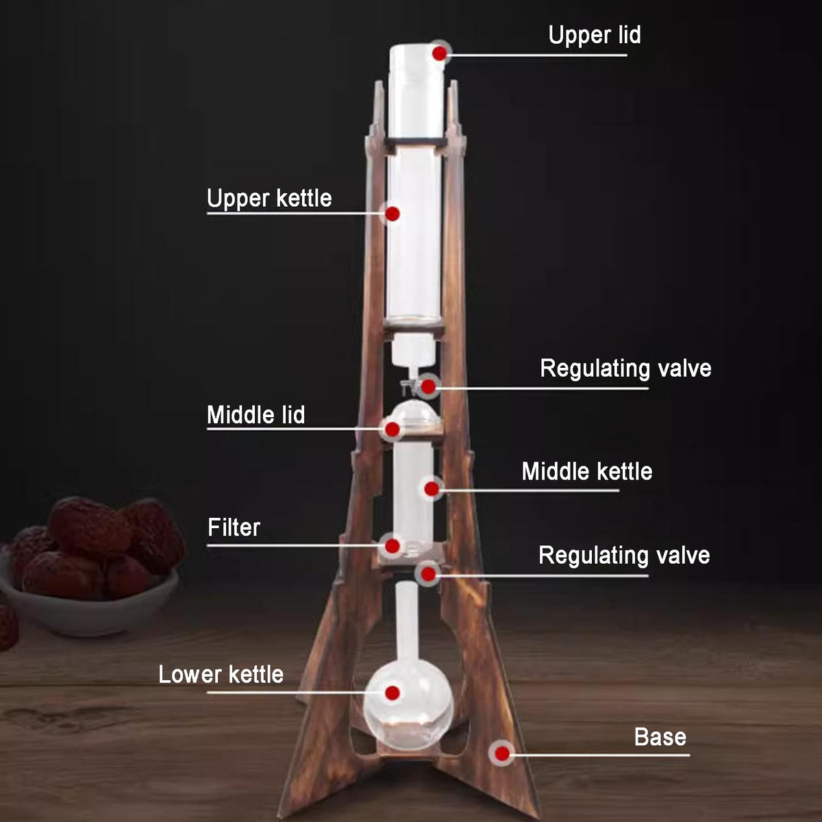 Ice Drip Coffee Maker with Wooden Frame and Glassware Q8663
