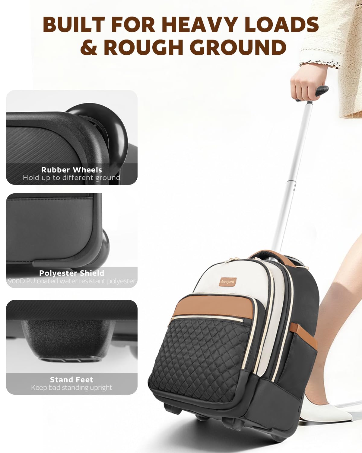 Small Lightweight Water Resistant Rolling Backpack Q777893