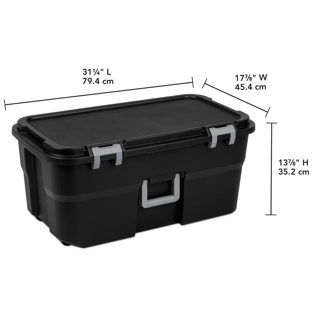 22 Gallon Black Wheeled Plastic Storage Trunk L7059