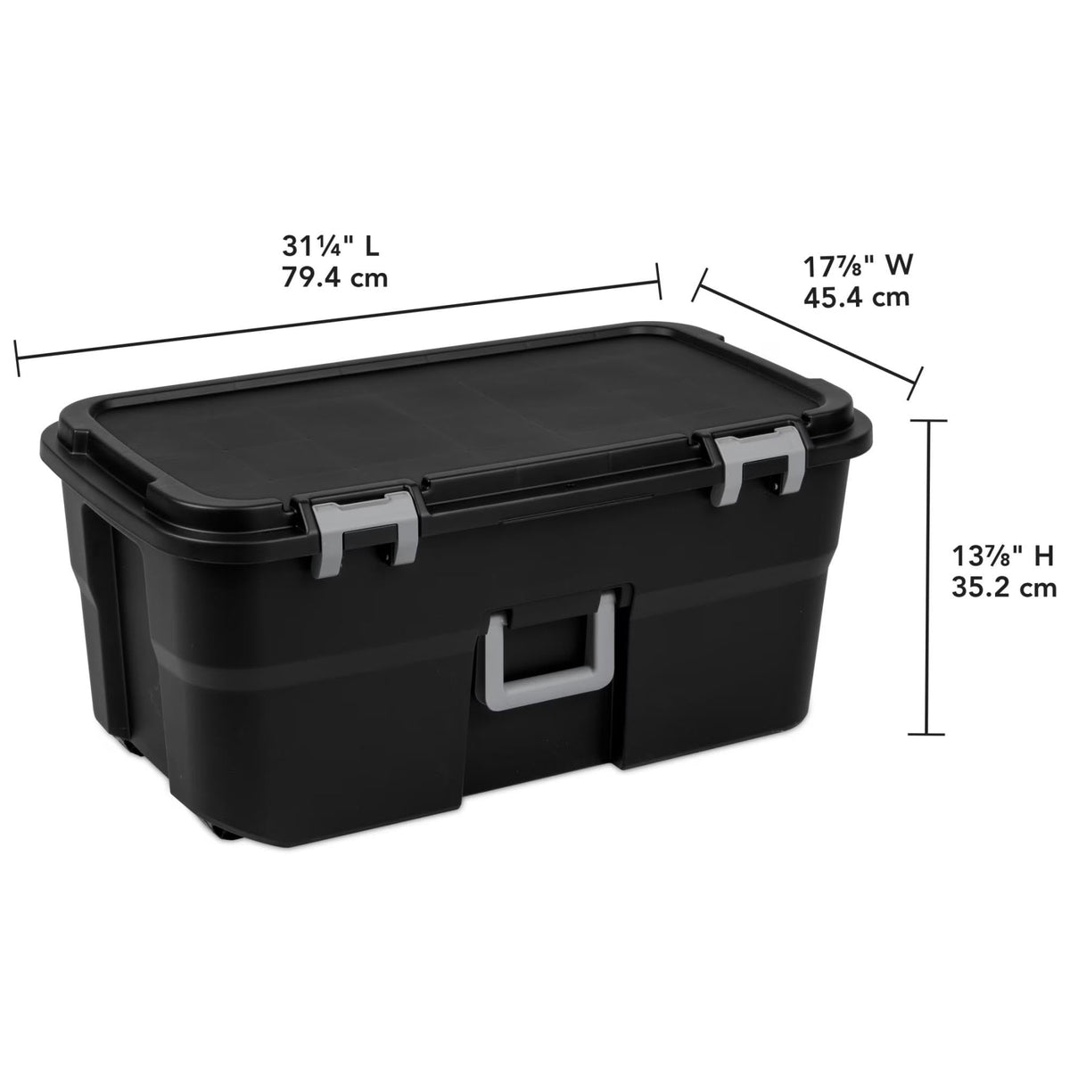22 Gallon Black Wheeled Plastic Storage Trunk L7059
