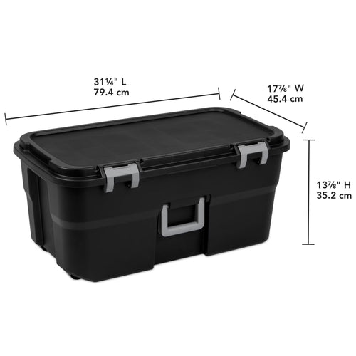 22 Gallon Black Wheeled Plastic Storage Trunk L7059