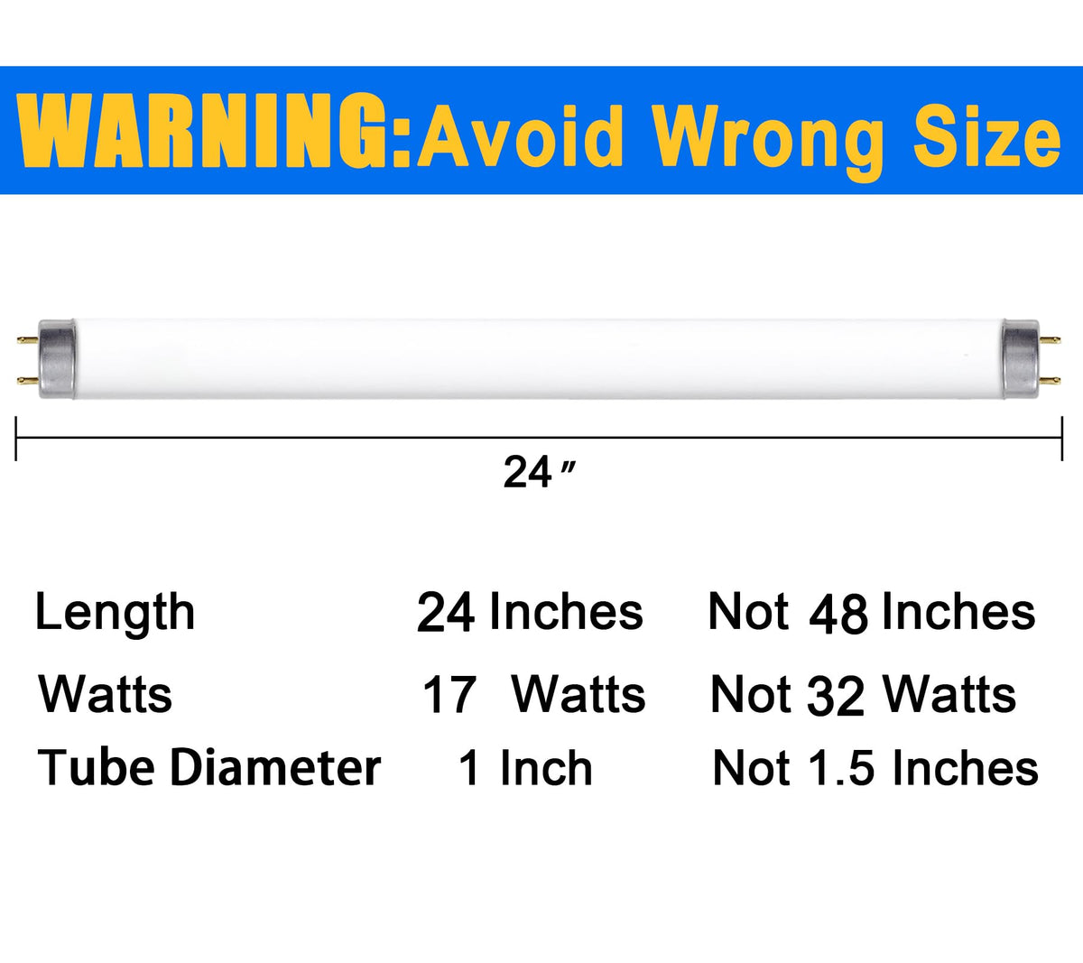 8 Pack 24 inch 17 Watts T8 Fluorescent Tube Light 4100K Cool White E691864