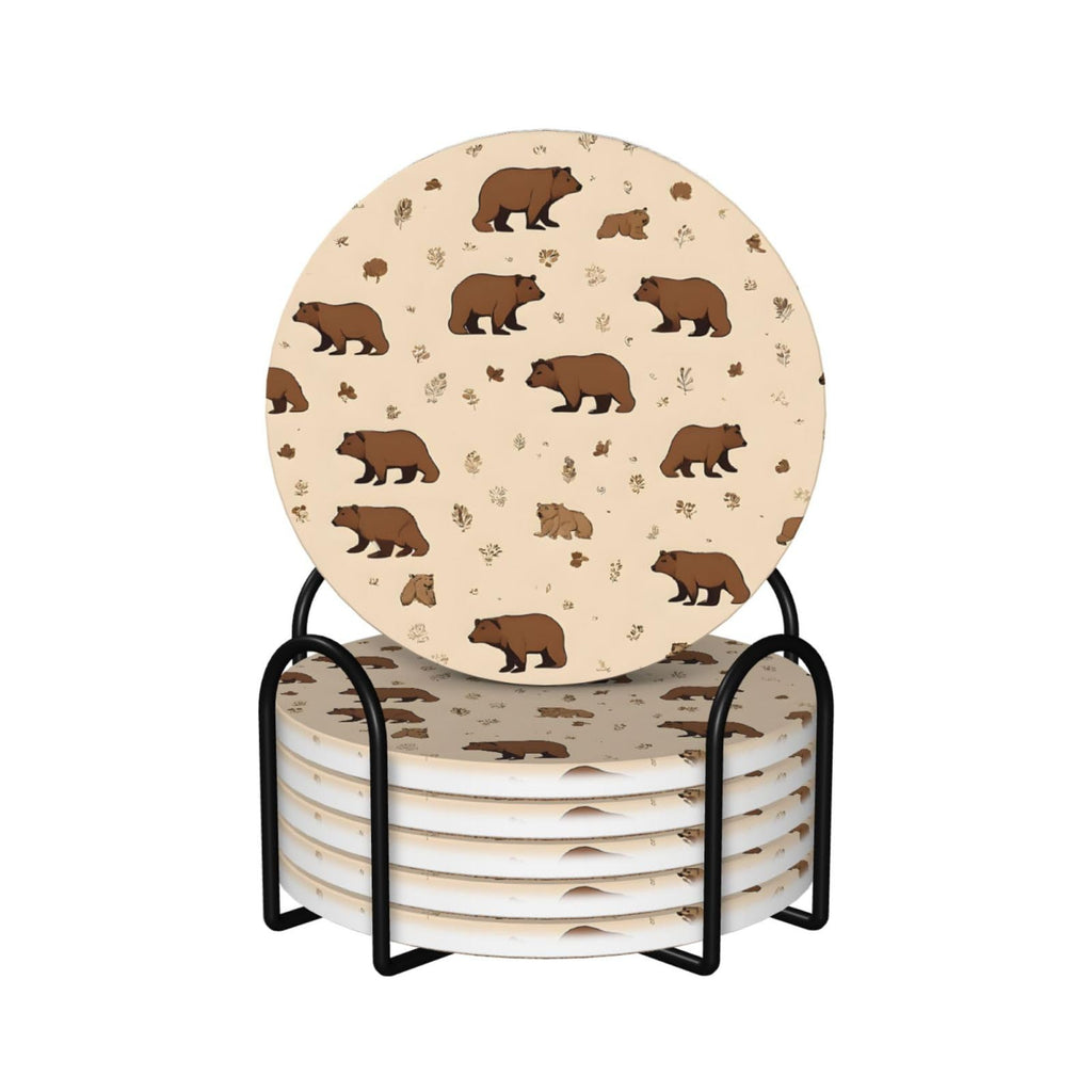 6-Piece Set of Absorbent Ceramic Coasters with Cork Backing G48485
