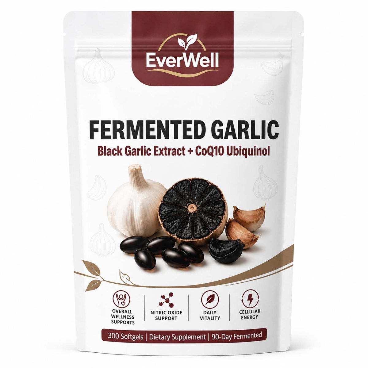 Black Fermented Black Garlic CoQ10 Ubiquinol Softgels B361
