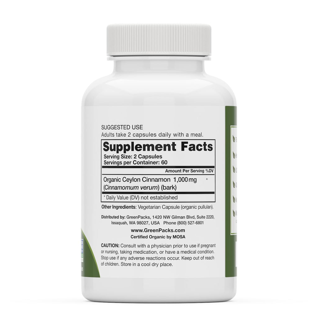 Organic Ceylon Cinnamon Supplement, 120 Capsules E849729