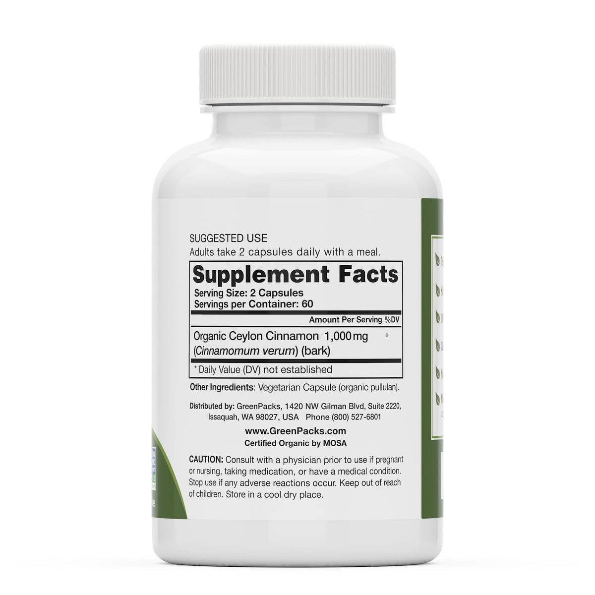 Organic Ceylon Cinnamon Supplement, 120 Capsules E849729