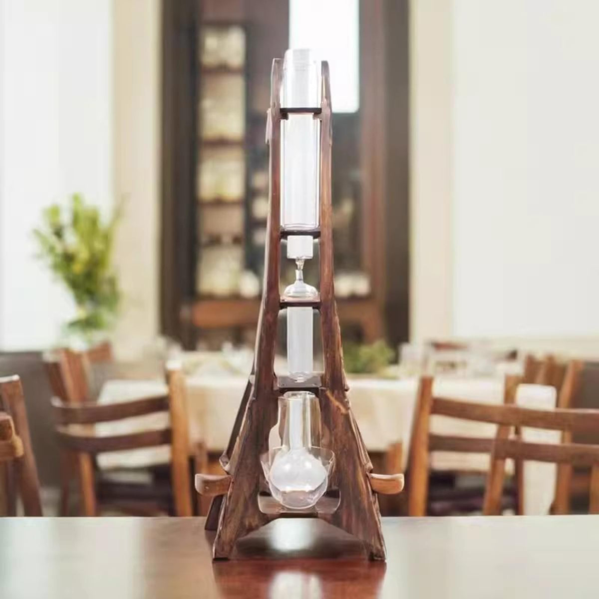 Ice Drip Coffee Maker with Wooden Frame and Glassware Q8663