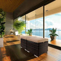 2-Piece Wicker Storage Ottomans with Removable Cushions M9567