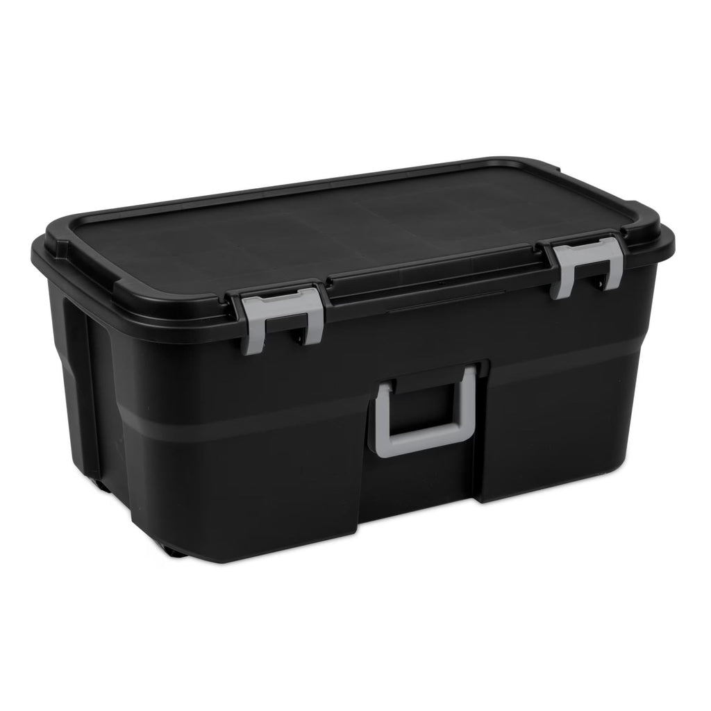22 Gallon Black Wheeled Plastic Storage Trunk L7059