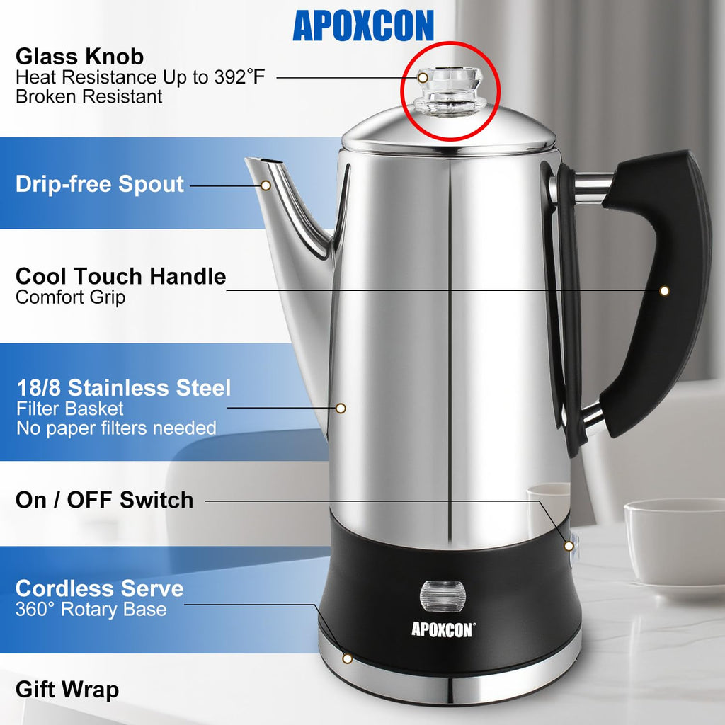 Electric Stainless Steel Coffee Percolator 12 Cup J94091