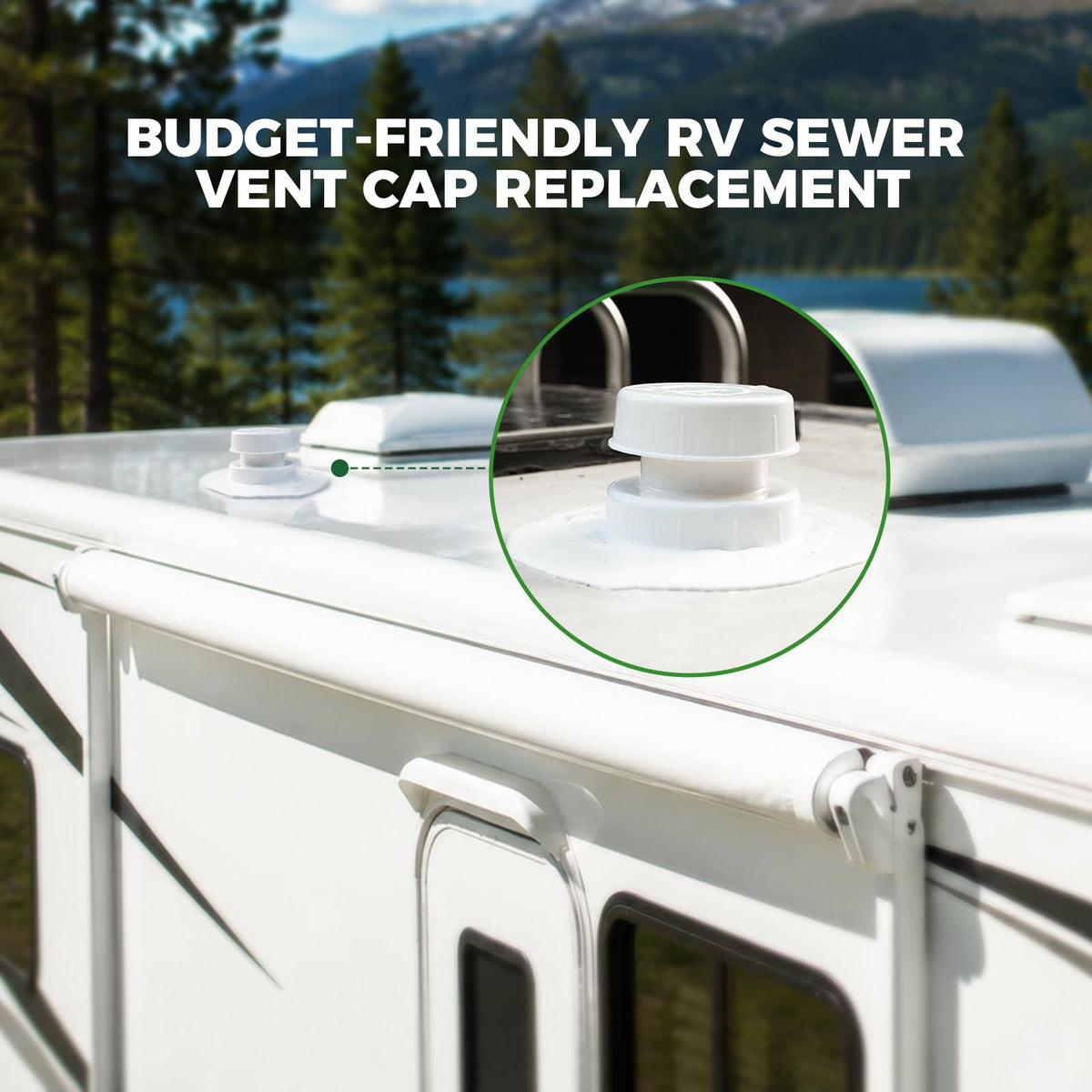 White RV Vent Cap for 1 to 2 3/8" Pipe X8949