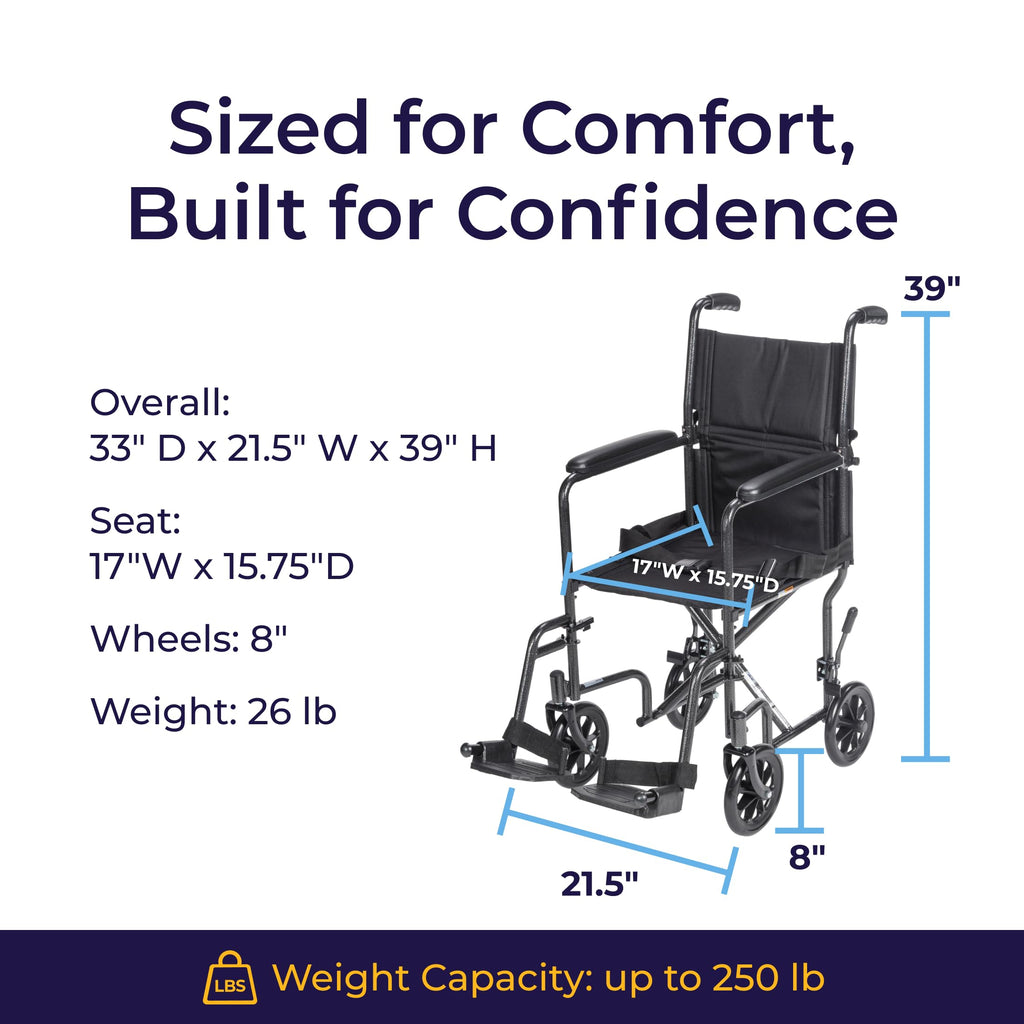 Folding Transport Wheelchair with Swing-Away Footrest M6599