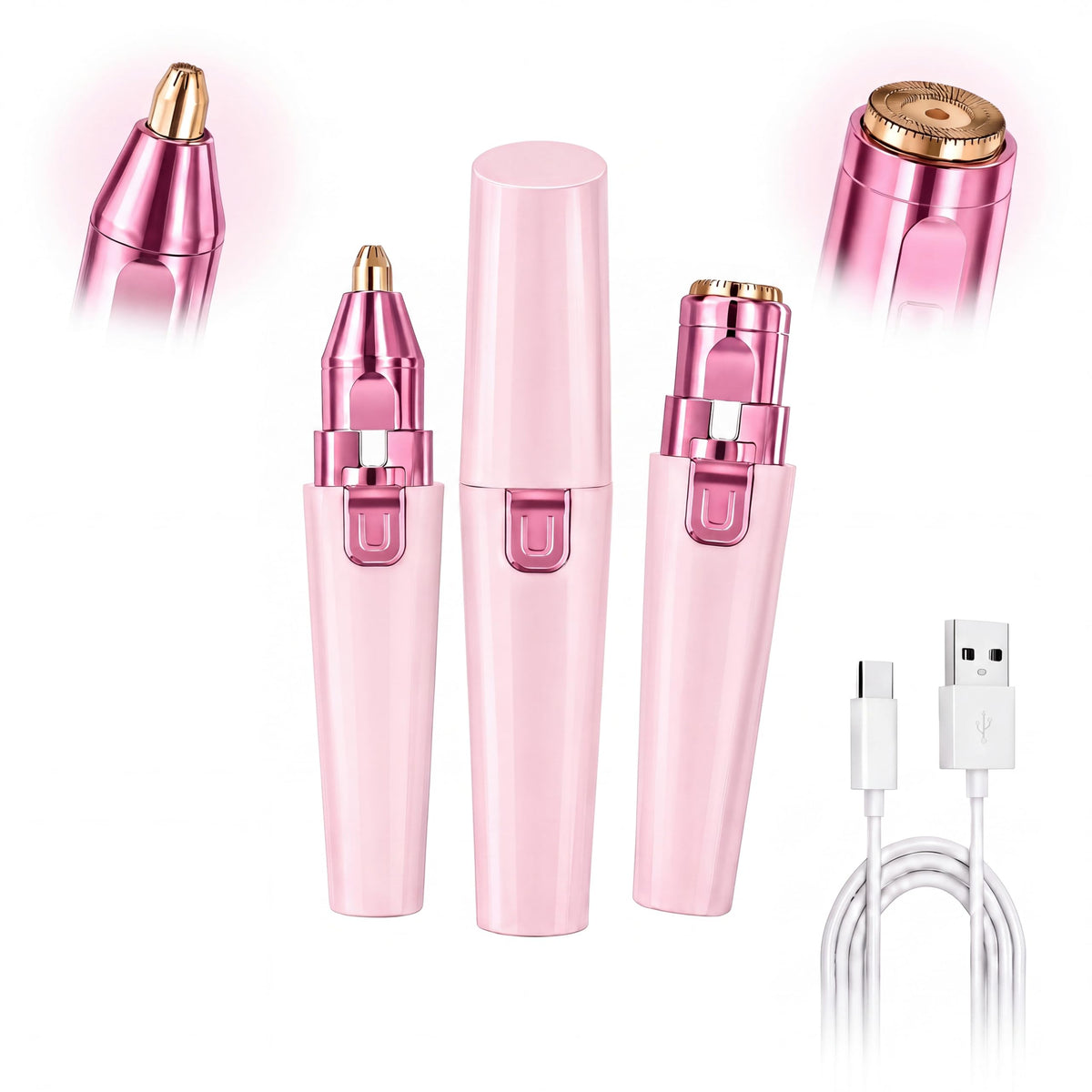 Pink USB Rechargeable Facial Hair Remover I7033