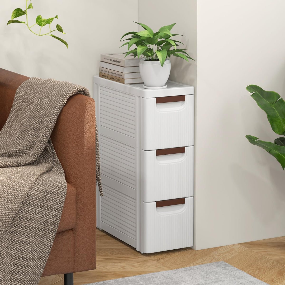 3 Drawer Narrow Rolling Storage Cart with 4 Wheels U460380