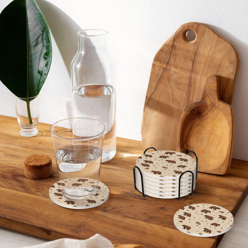6-Piece Set of Absorbent Ceramic Coasters with Cork Backing G48485