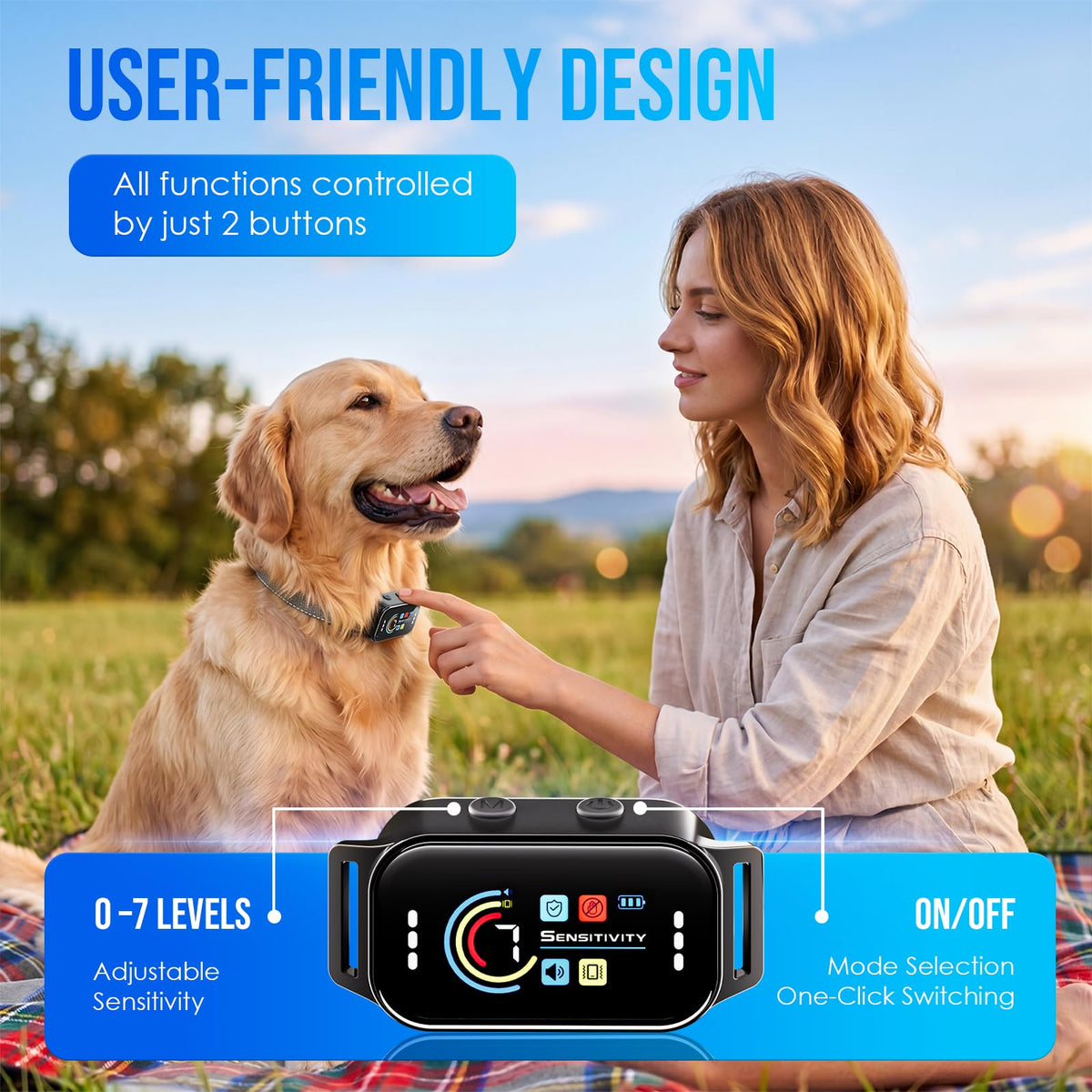 Dog Bark Collar 2 Pack, 7 Sensitivity Levels, 5 Training Modes A67244