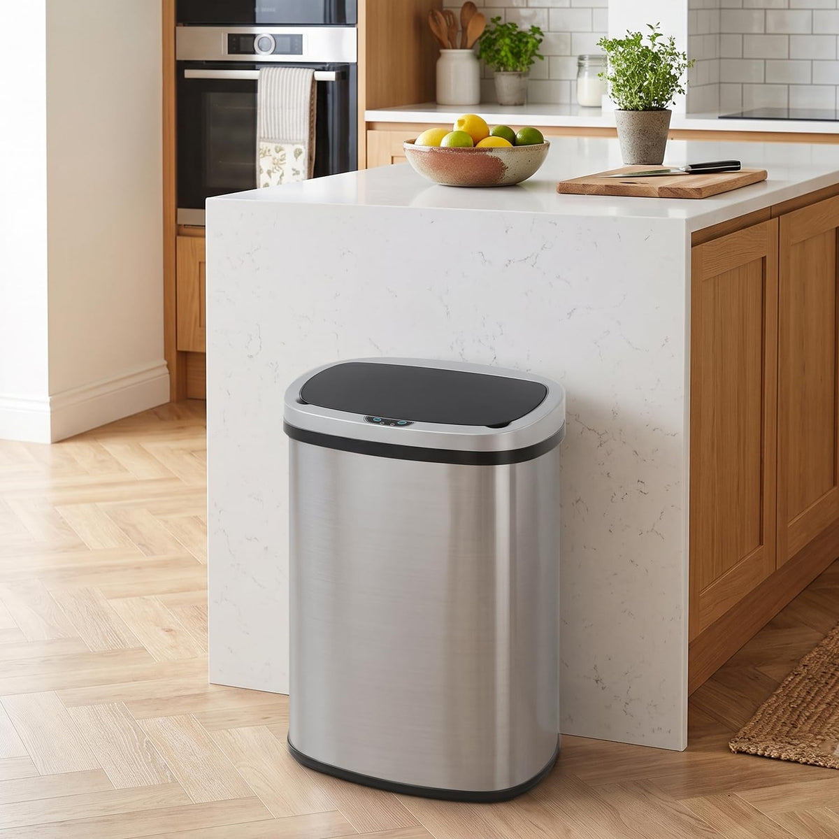 Stainless Steel 13 Gallon Touch Free Trash Can with Lid B213794