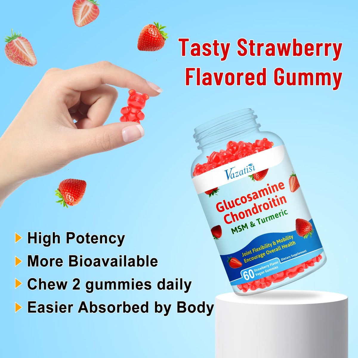 Glucosamine Chondroitin Gummies with Turmeric & MSM, 60 Gummies U18817