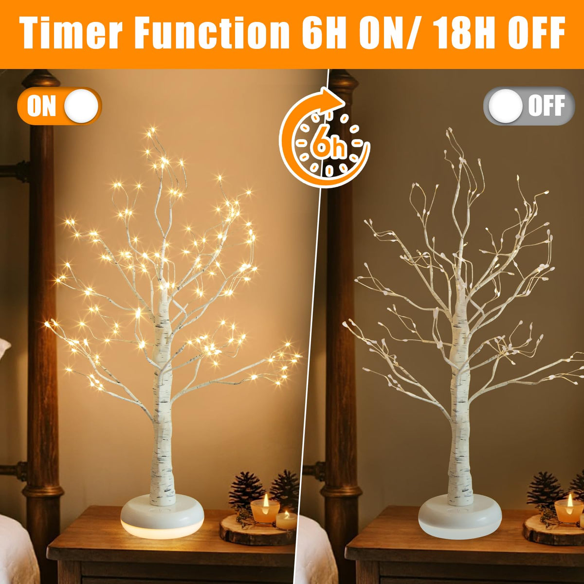 Birch Tree with Lights W875