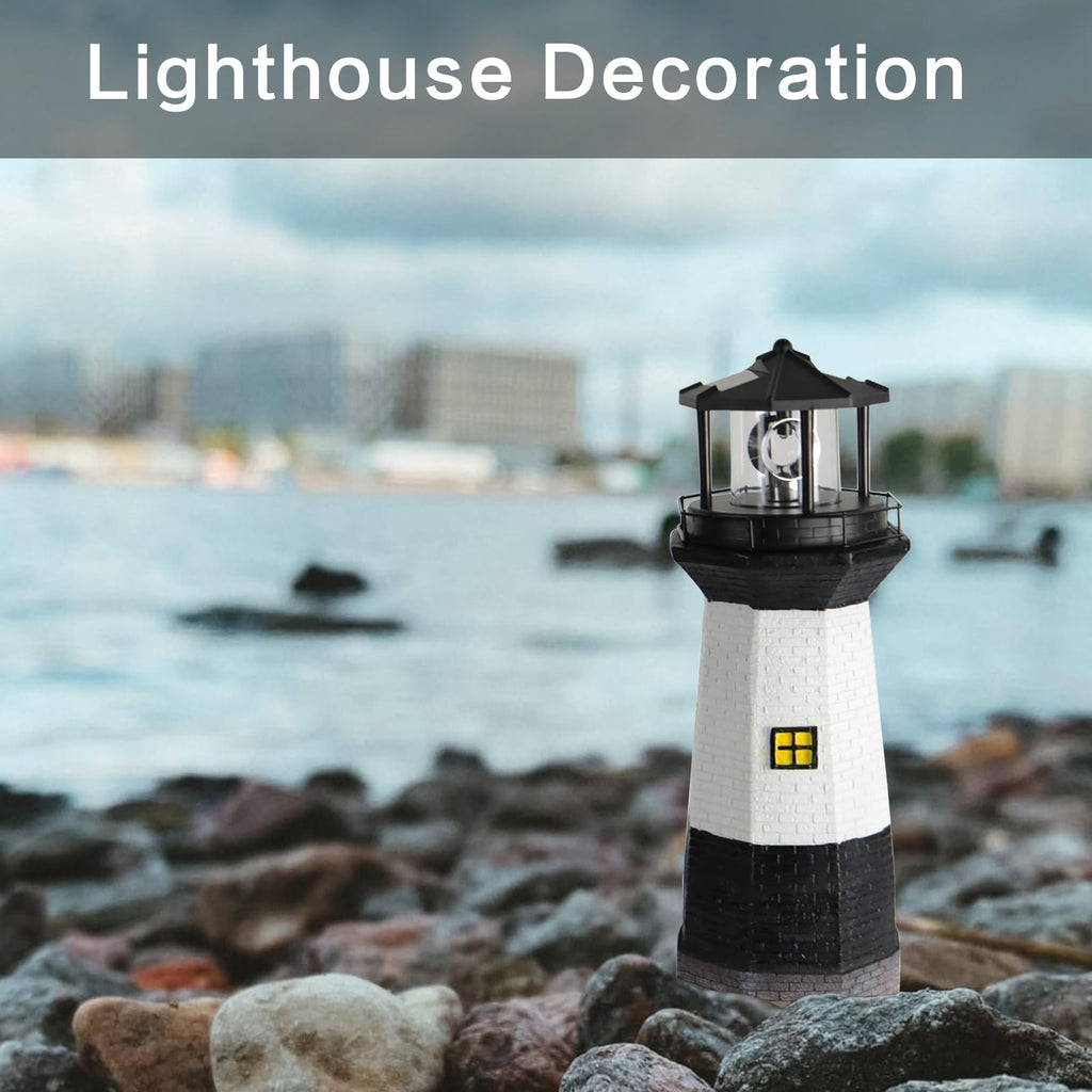 Solar Powered Lighthouse Garden Light with Rotating Beacon Y364