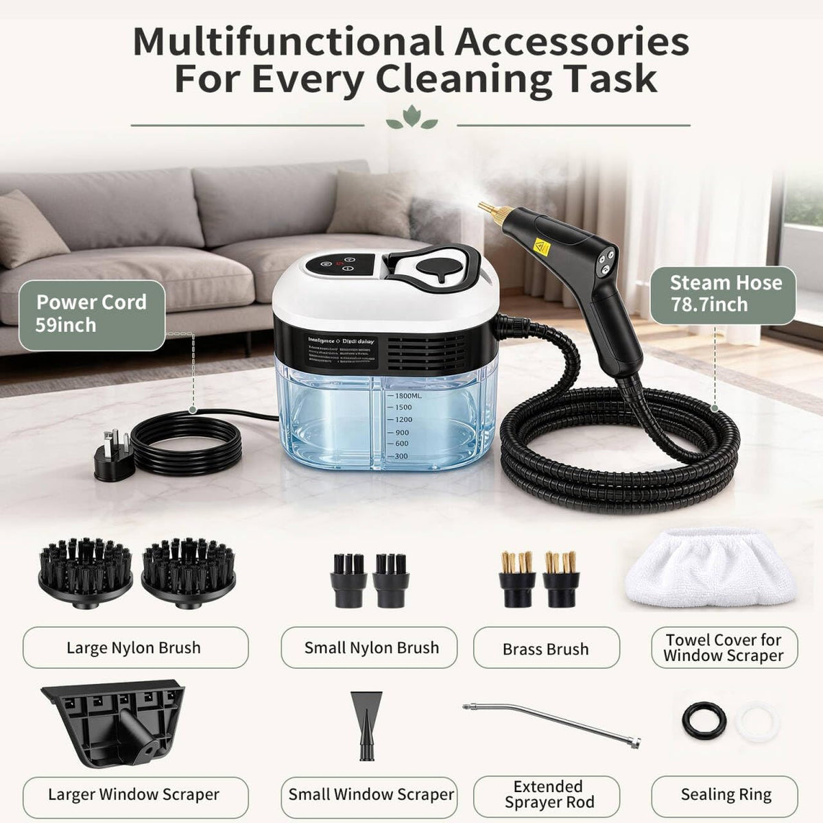 1.8L Pressurized Steam Cleaner N38063
