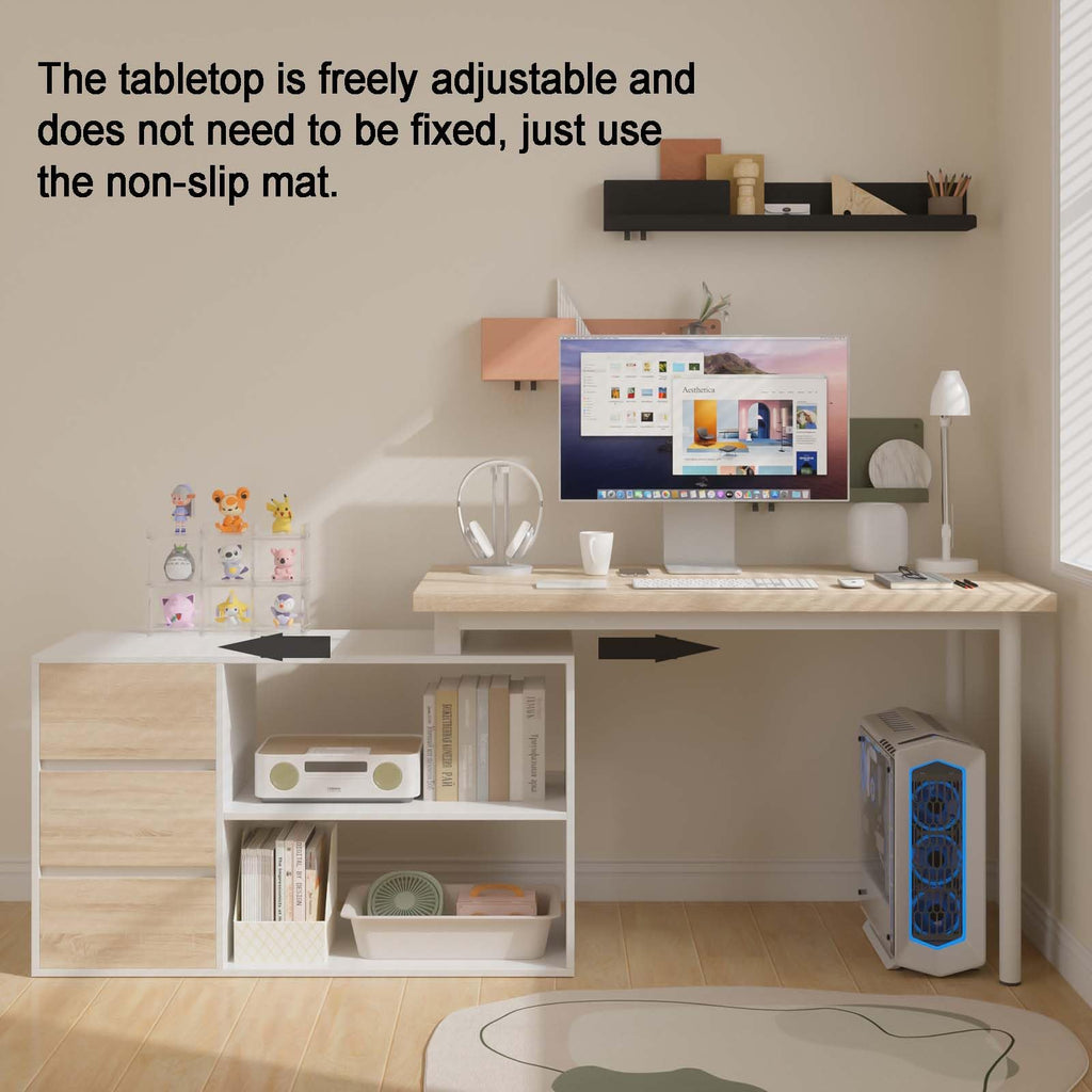 L Shaped Computer Desk with File Drawers & Storage Shelves U90065