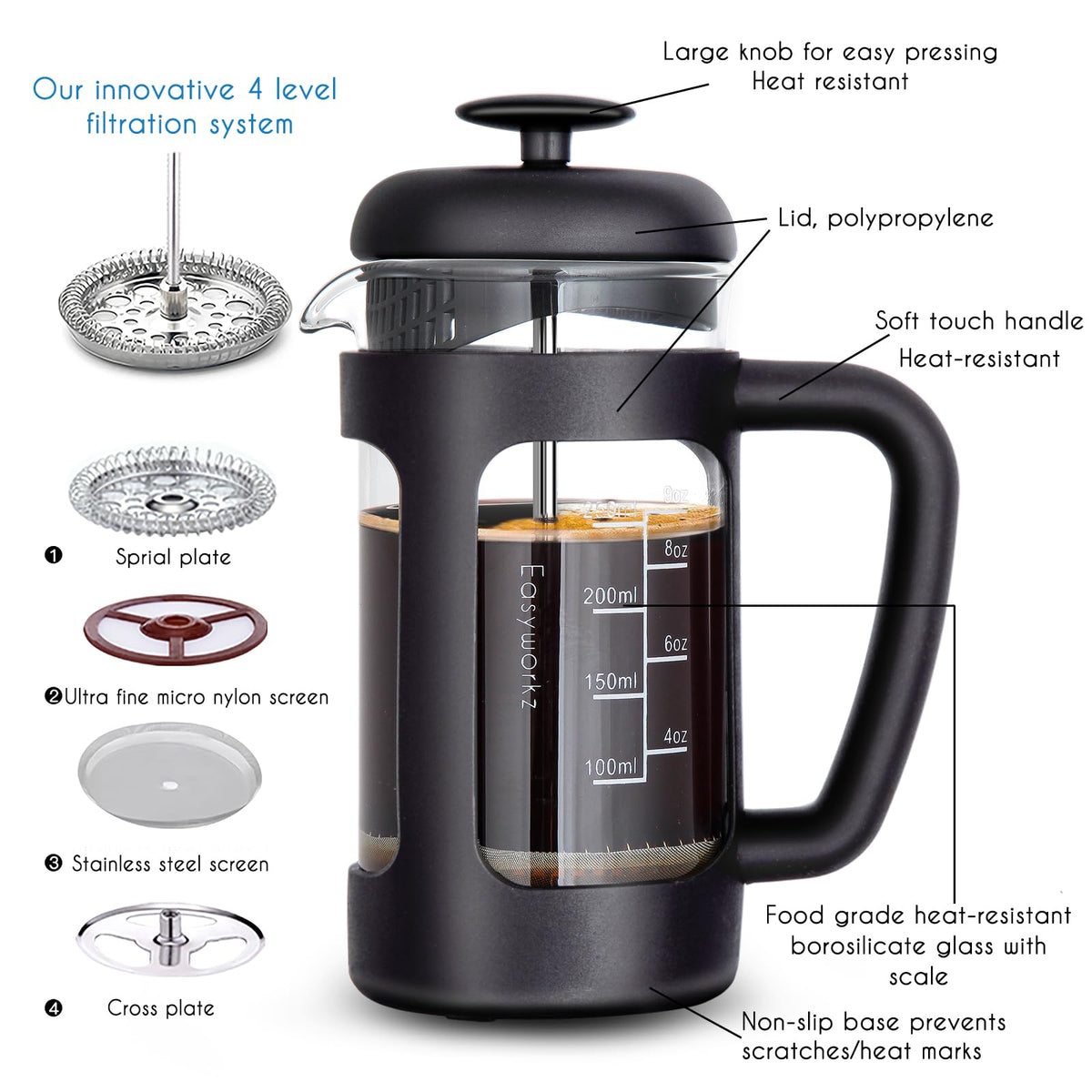 12 oz Borosilicate Glass French Press V233