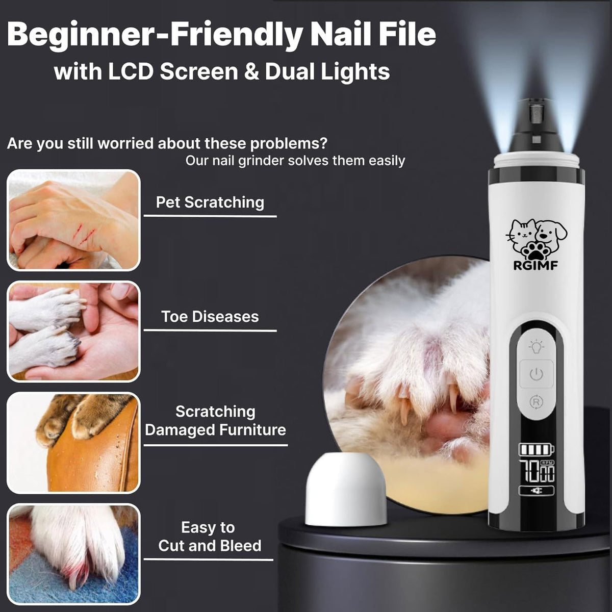 Dog Nail Scratch Board with Hand Strap + Dog Nail Grinder K58601