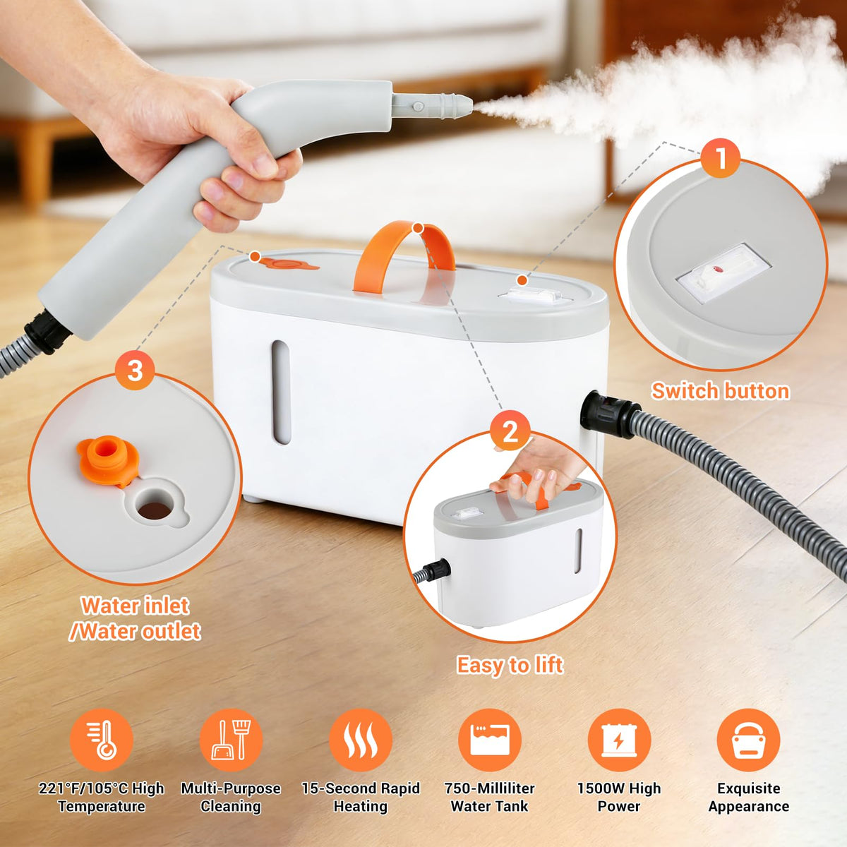 Portable Handheld Steam Cleaner P9257