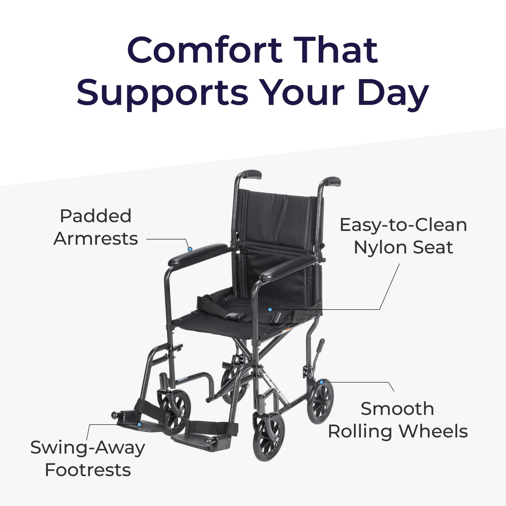 Folding Transport Wheelchair with Swing-Away Footrest M6599