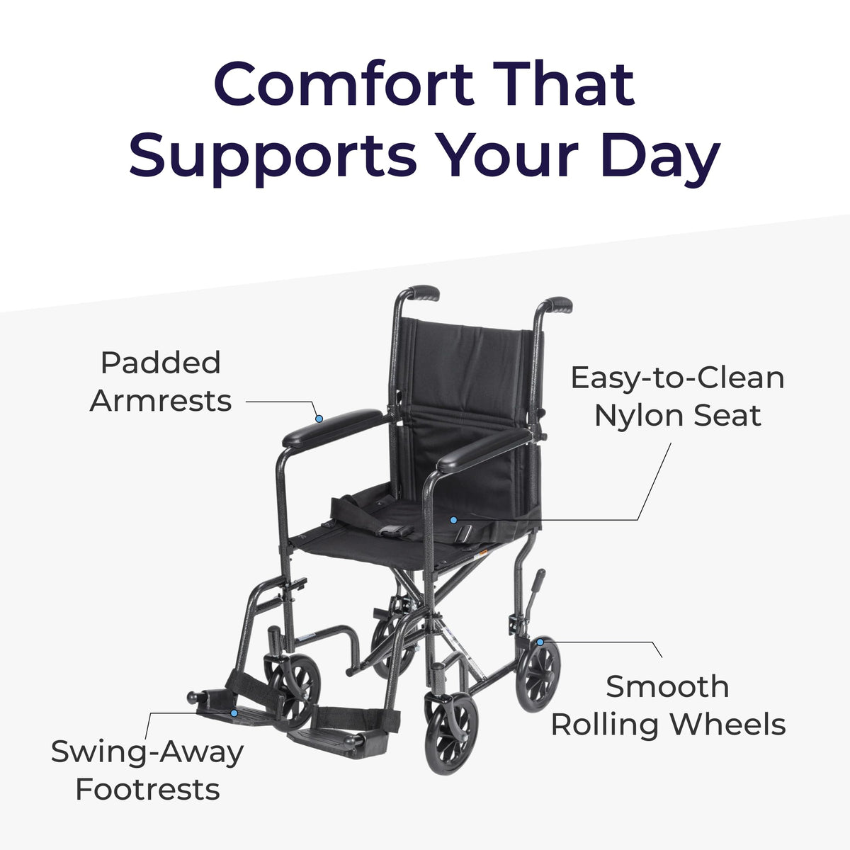 Folding Transport Wheelchair with Swing-Away Footrest M6599