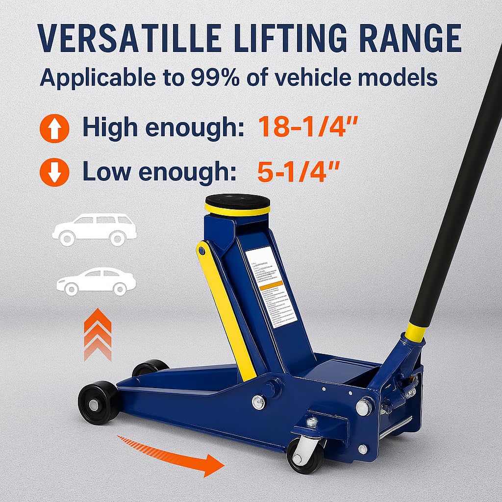 3 Ton Low Profile Hydraulic Steel Floor Jack W83779